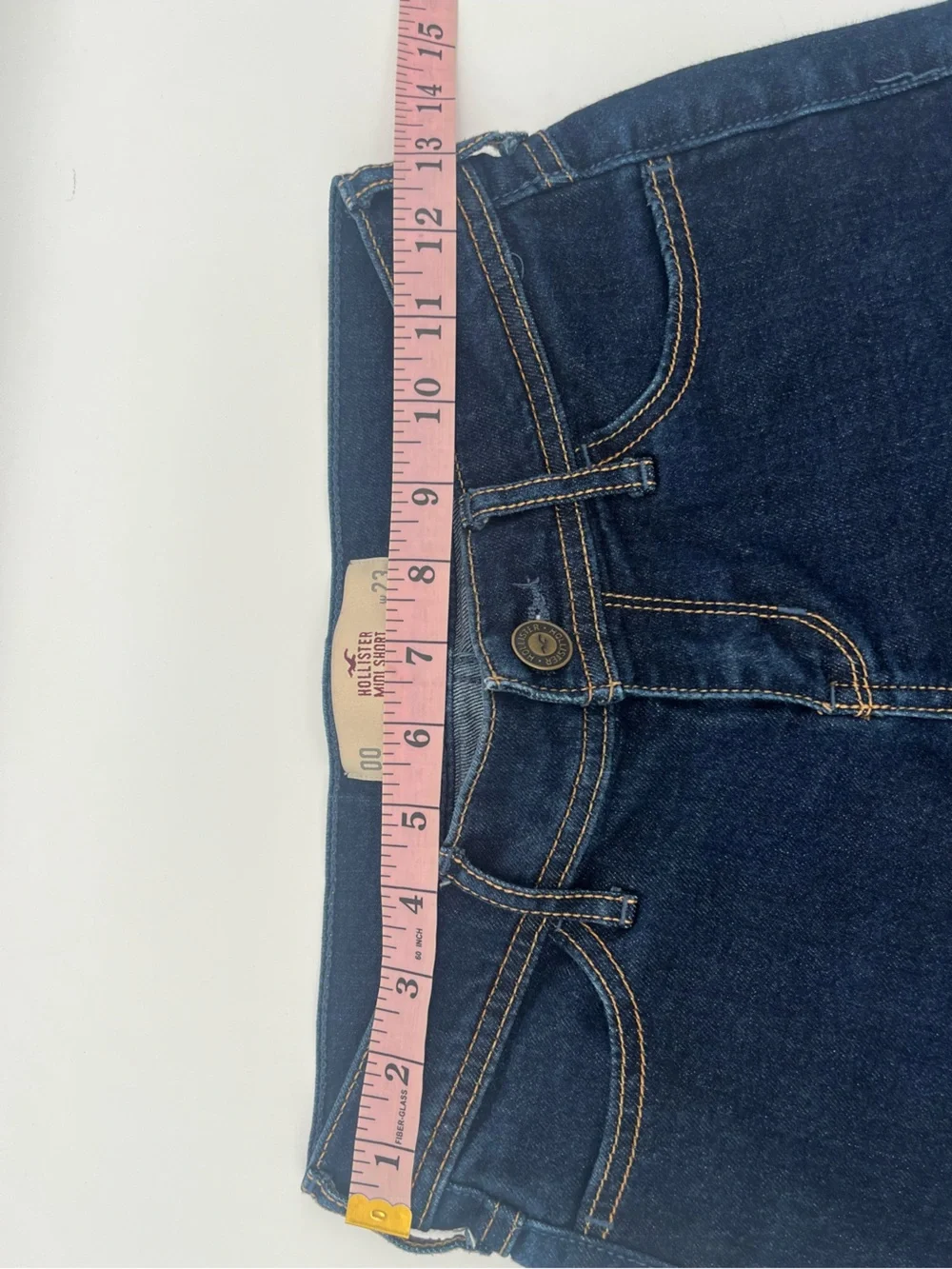 Hollister Dark Indigo Rolled Hem Denim MIDI Shorts long length 4” inseam 00 W23